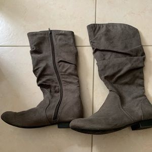 Grey Suede Long Boots